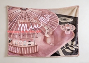 Miu Miu Pink Neon Pop-Up Store Print Flannel Sofa Throw Blanket IMG_0533
